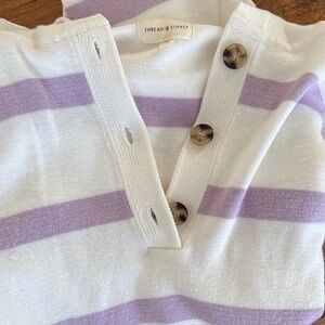 Thread & Supply Lavender and White Buttoned Top